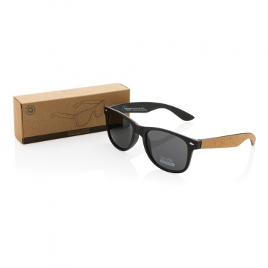 Logo trade business gifts image of: GRS recycled PC plastic sunglasses with cork