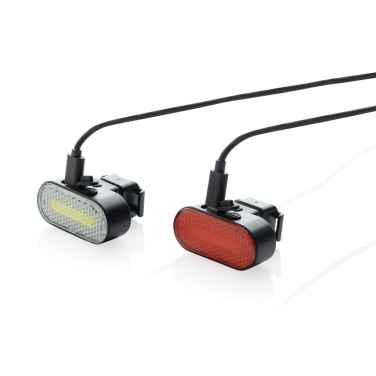 Logotrade promotional giveaway picture of: Lumino RCS recycled plastic USB re-chargeable bike light set