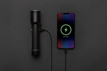 Logotrade promotional merchandise image of: RCS recycled aluminum USB-rechargeable heavy duty torch