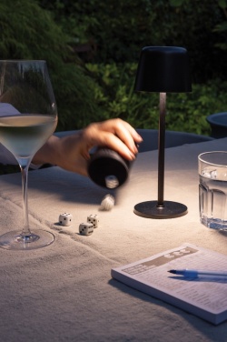 Logo trade advertising product photo of: Zenic RCS recycled plastic USB re-chargable table lamp