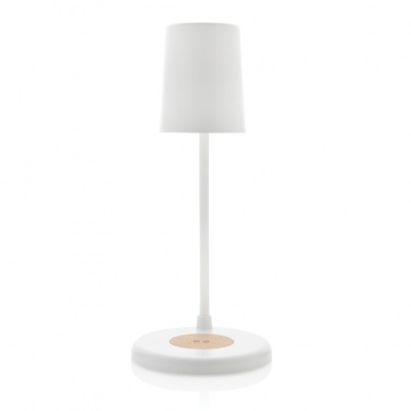 Logo trade corporate gifts image of: Zenara RCS recycled plastic and cork 15W wireless desk lamp