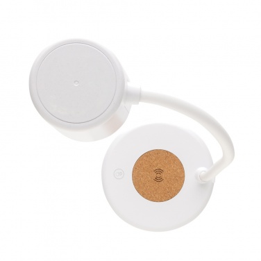 Logo trade business gifts image of: Zenara RCS recycled plastic and cork 15W wireless desk lamp