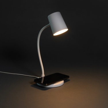 Logo trade promotional gift photo of: Zenara RCS recycled plastic and cork 15W wireless desk lamp