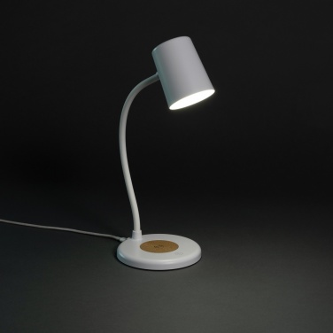 Logo trade promotional product photo of: Zenara RCS recycled plastic and cork 15W wireless desk lamp