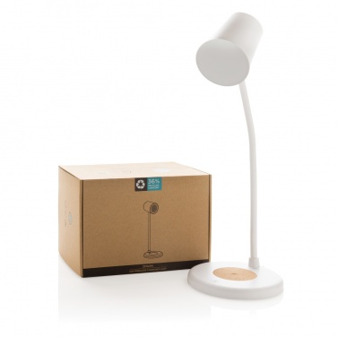 Logotrade promotional merchandise image of: Zenara RCS recycled plastic and cork 15W wireless desk lamp