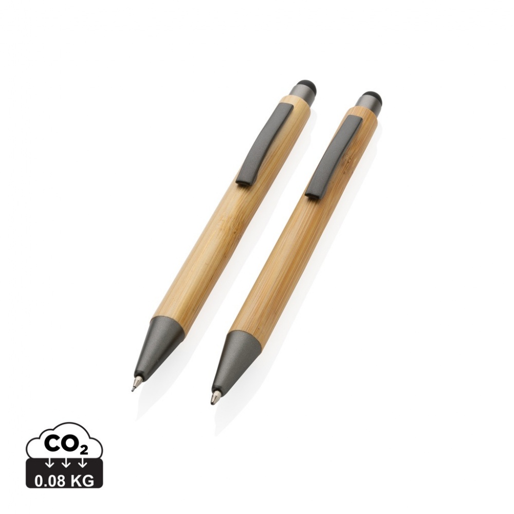 Logotrade corporate gift image of: Bamboo modern pen set in box