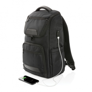 Logo trade promotional merchandise photo of: Swiss Peak AWARE™ RPET Voyager 15.6" laptop backpack