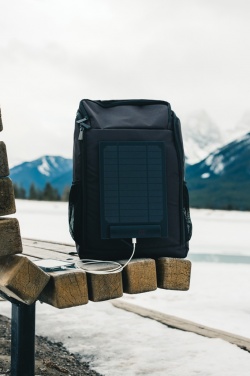 Logo trade promotional items image of: Pedro AWARE™ RPET deluxe backpack with 5W solar panel