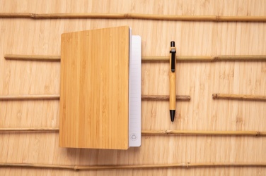 Logo trade promotional merchandise picture of: A5 Bamboo notebook & pen set