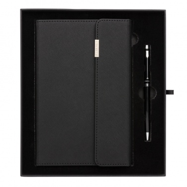 Logo trade corporate gifts image of: Swiss Peak deluxe A5 notebook and pen set