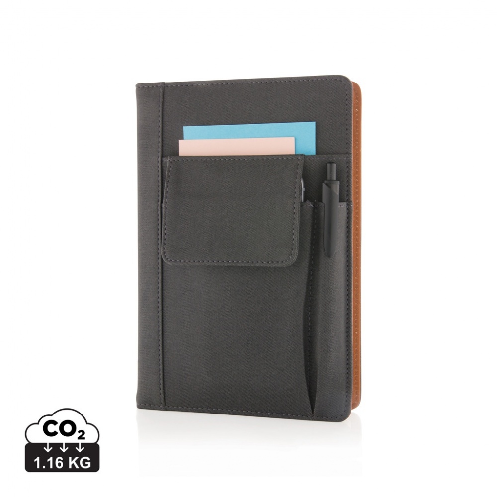Logo trade corporate gifts image of: Notebook with phone pocket