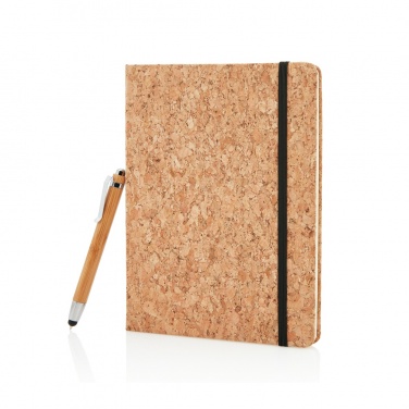 Logo trade promotional merchandise picture of: A5 notebook with bamboo pen including stylus