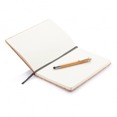 Logotrade promotional giveaway picture of: A5 notebook with bamboo pen including stylus