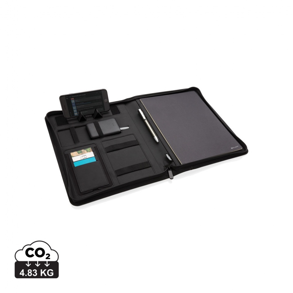 Logo trade promotional product photo of: Air 5W wireless charging portfolio A4 w/ 5000 mAh powerbank