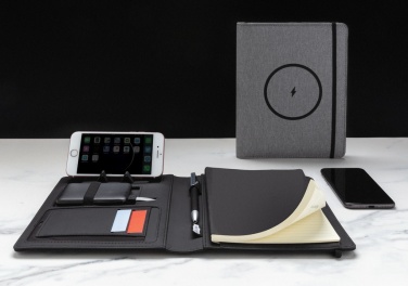 Logo trade promotional items picture of: Air 5W wireless charging notebook with 5000mAh powerbank