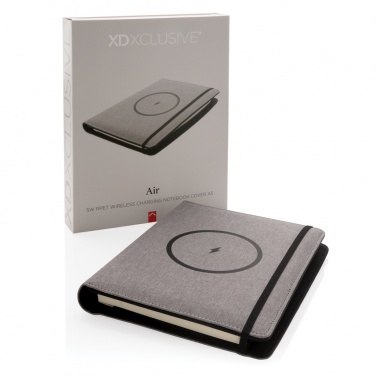 Logo trade promotional merchandise picture of: Air 5W wireless charging notebook with 5000mAh powerbank