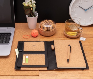 Logo trade business gift photo of: Deluxe cork portfolio A5 with pen
