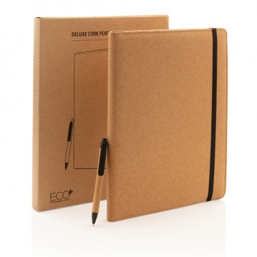 Logo trade advertising products image of: Deluxe cork portfolio A4 with pen