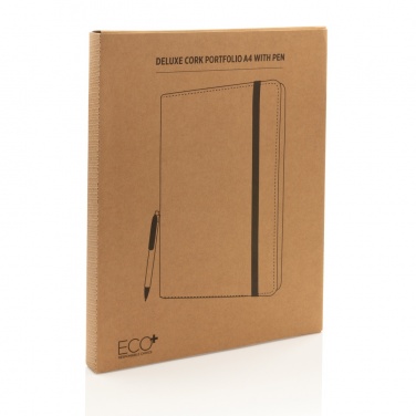 Logo trade promotional merchandise picture of: Deluxe cork portfolio A4 with pen