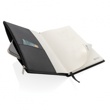 Logo trade promotional giveaway photo of: Swiss Peak A5 PU notebook with zipper pocket