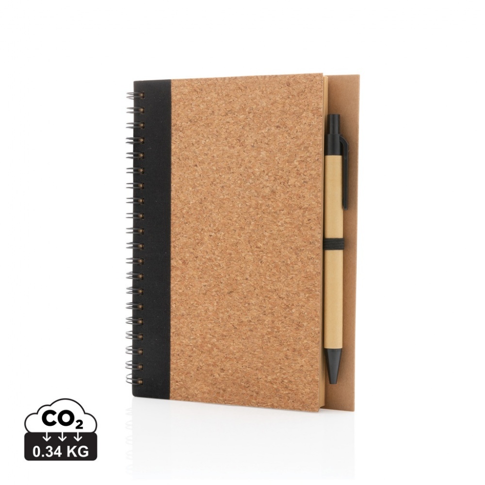 Logo trade promotional products image of: Cork spiral notebook with pen