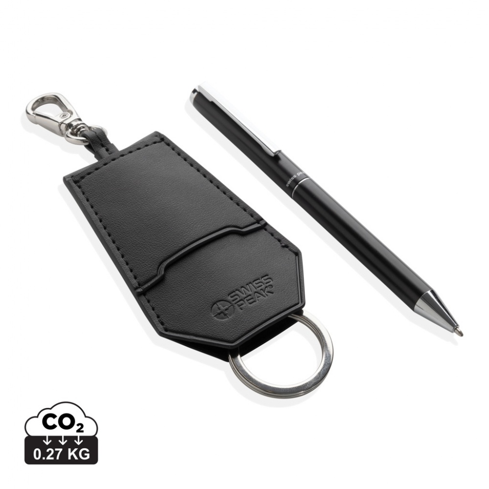Logo trade promotional giveaways picture of: SP Tula RCS certified recycled PU key holder and pen set