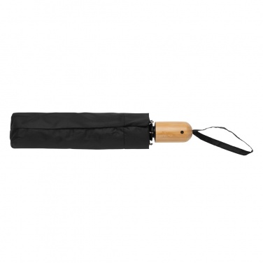 Logo trade advertising products image of: 21" Impact AWARE™ RPET 190T bamboo auto open/close umbrella