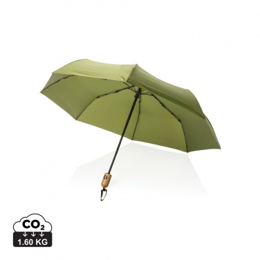 Logo trade promotional items image of: 21" Impact AWARE™ RPET 190T bamboo auto open/close umbrella