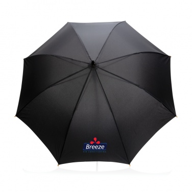 Logo trade promotional giveaways image of: 23" Impact AWARE™ RPET 190T auto open bamboo umbrella