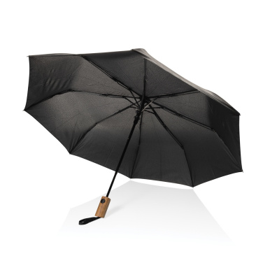 Logotrade promotional giveaway image of: Kaycey 21" AWARE™ RPET Acacia wood mini auto open umbrella