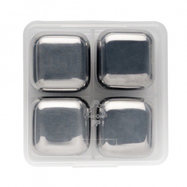 Logo trade advertising products image of: Re-usable stainless steel ice cubes 4pc