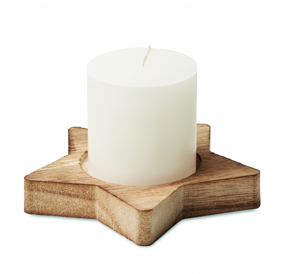 Logotrade corporate gift picture of: Candle on star wooden base