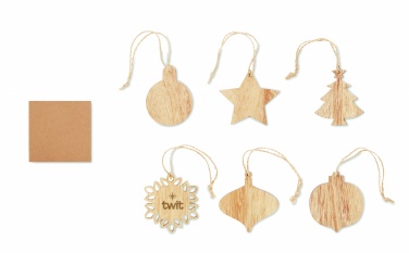 Logo trade business gifts image of: Set of wooden Xmas ornaments
