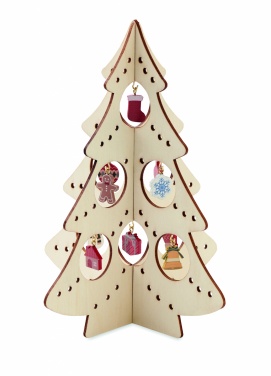 Logo trade promotional merchandise image of: Wooden Xmas tree decoration