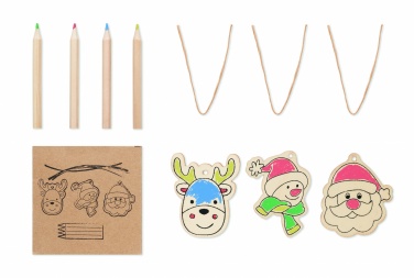 Logo trade promotional giveaways image of: Drawing wooden ornaments set