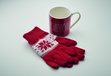Logo trade business gift photo of: Winter gift mug and gloves set