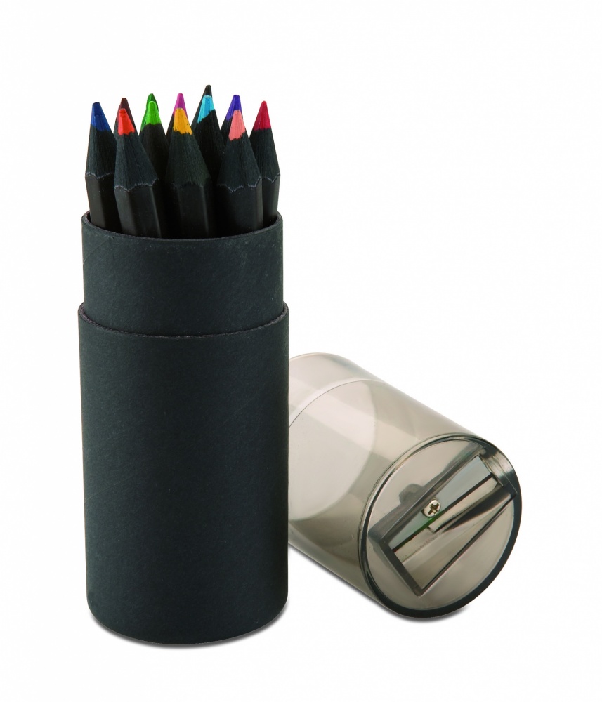 Logo trade promotional gifts image of: Black colouring pencils