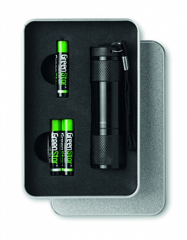 Logotrade promotional item picture of: LED torch in tin box