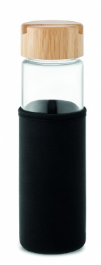 Logo trade promotional items image of: Glass bottle bamboo lid 600ml