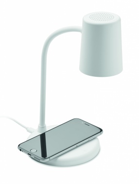Logo trade corporate gifts image of: Wireless charger, lamp speaker