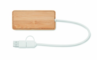 Logo trade promotional products image of: Bamboo USB 3 ports hub