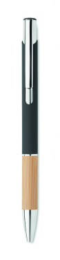 Logo trade advertising products image of: Ballpoint pen made of aluminum with a bamboo grip