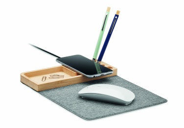 Logo trade promotional items image of: Wireless charger in bamboo 15W