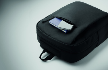 Logotrade advertising product picture of: Slim 15 inch laptop backpack made of 600D RPET polyester with a 210D lining and customizable printing