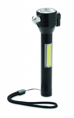 Logotrade corporate gift picture of: 3-in-1 aluminum flashlight with an emergency hammer and seatbelt cutter, customizable with printing