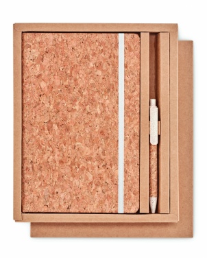 Logo trade promotional merchandise photo of: A5 cork notebook with pen