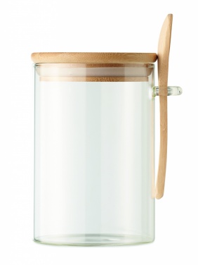 Logo trade promotional giveaways image of: Glass jar with spoon 600 ml
