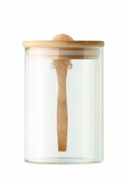 Logo trade promotional merchandise image of: Glass jar with spoon 600 ml