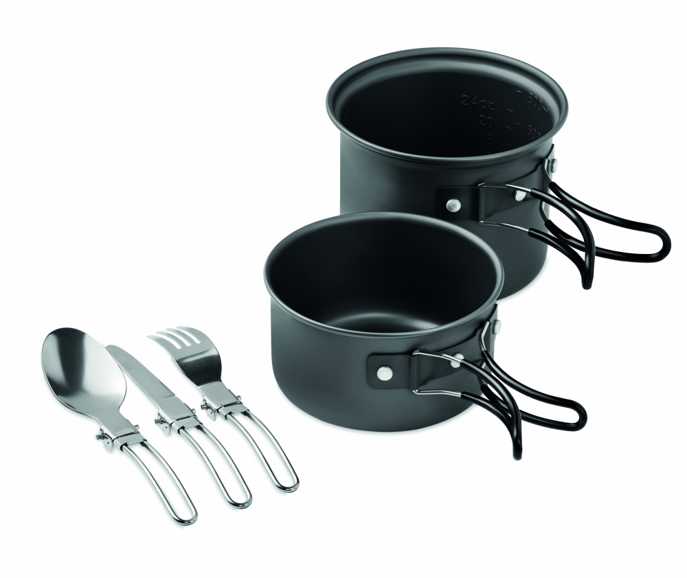Logo trade business gift photo of: 2 camping pots with cutlery