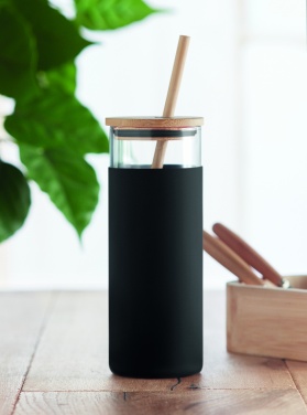 Logotrade promotional products photo of: Glass tumbler 450ml bamboo lid